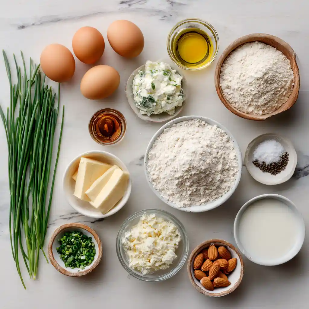 Ingrédients recette muffins au saumon fumé - saumon, œufs, farine, ciboulette, fromage