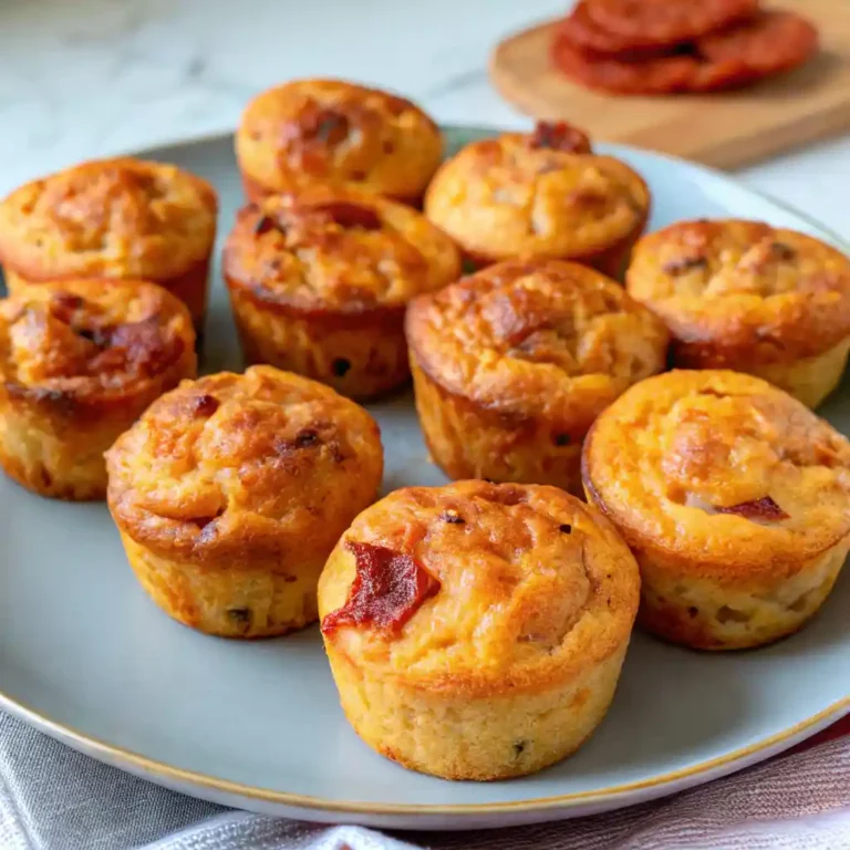 Muffins au chorizo recette facile - apéritif méditerranéen doré fait maison avec poivrons rouges et roquette fraîche
