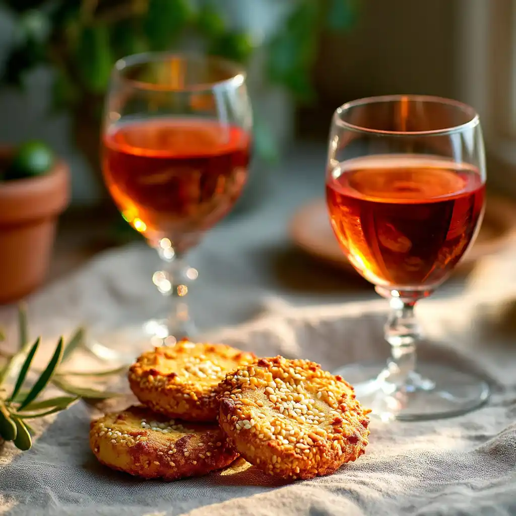 Sablés salés originaux servis à l'apéritif sur table en lin