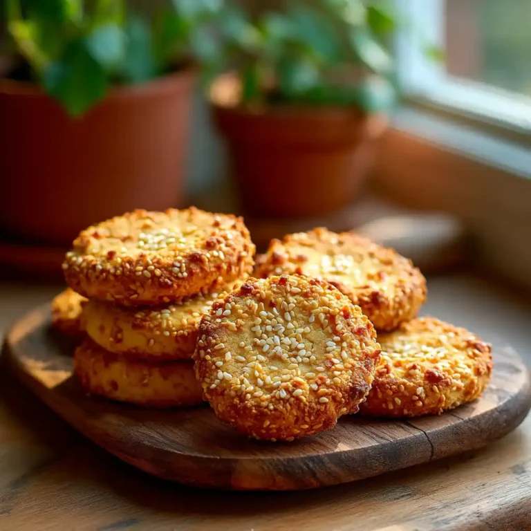 Sablés salés originaux au sésame doré sur plateau rustique