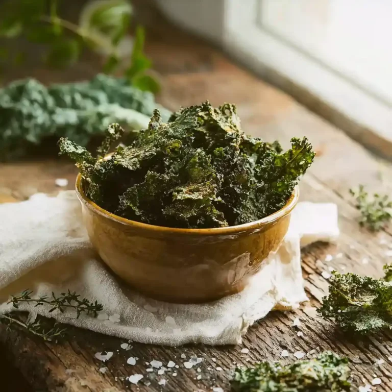 Chips de chou kale croustillantes servies dans une coupelle en terre cuite sur table d'apéritif méditerranéenne