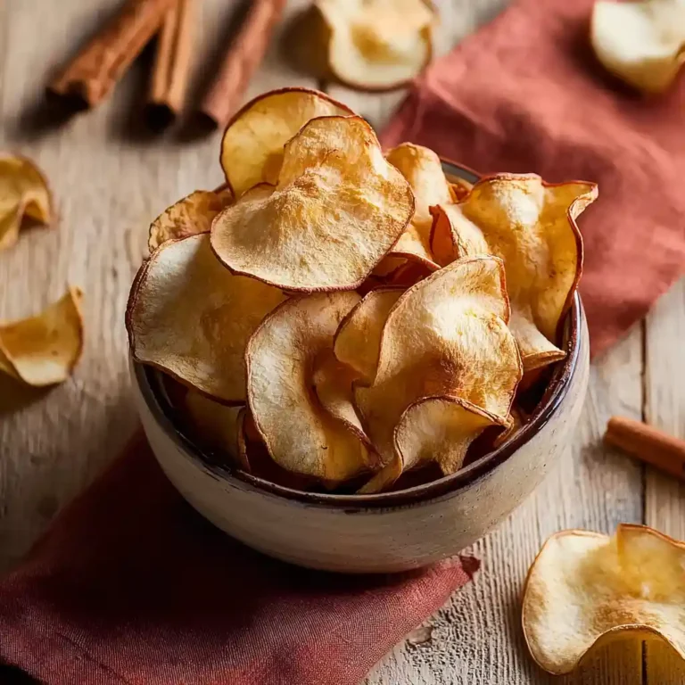 Chips de pomme croustillantes dorées servies en apéritif dans un bol céramique