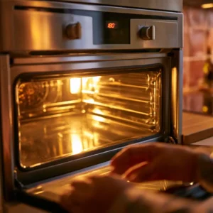 Préchauffage du four à 180°C pour la cuisson des chips de carotte