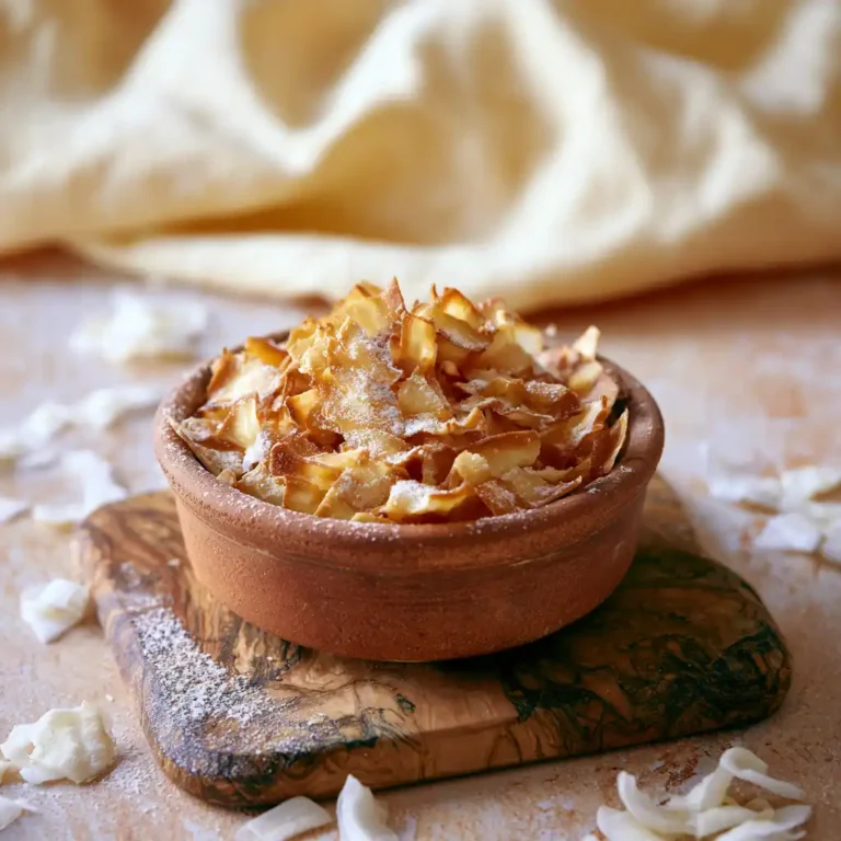 Chips de coco maison dorées et croustillantes servies à l'apéritif