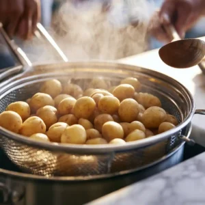 Cuisson vapeur des pommes de terre pour la salade de pomme de terre en verrines