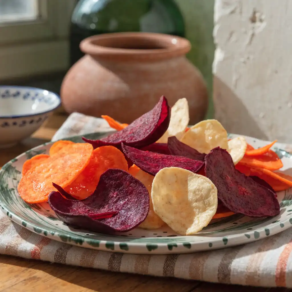 chips maison de légumes vegan betterave carotte panais