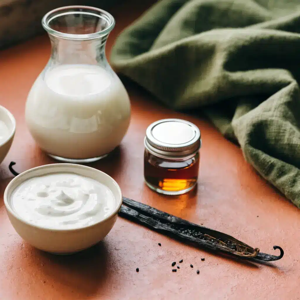 Ingrédients de la boisson au coco : lait de coco, boisson d'amande, gousse de vanille et sirop d'érable