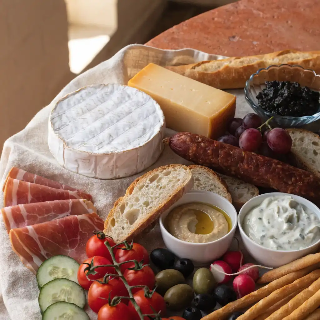 planche apéro pour 10 personnes disposés à plat avant le montage