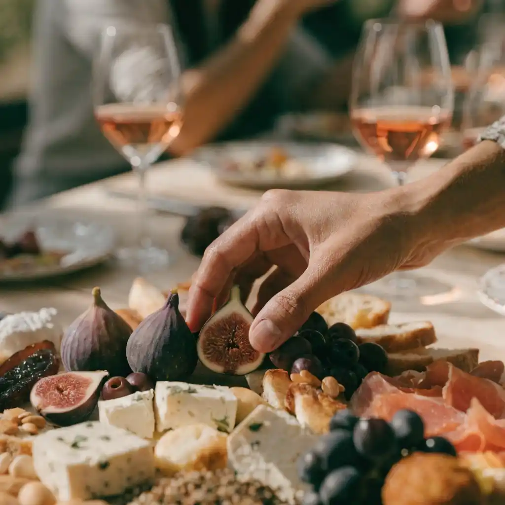Service d'un plateau apéritif original à partager sur une table conviviale