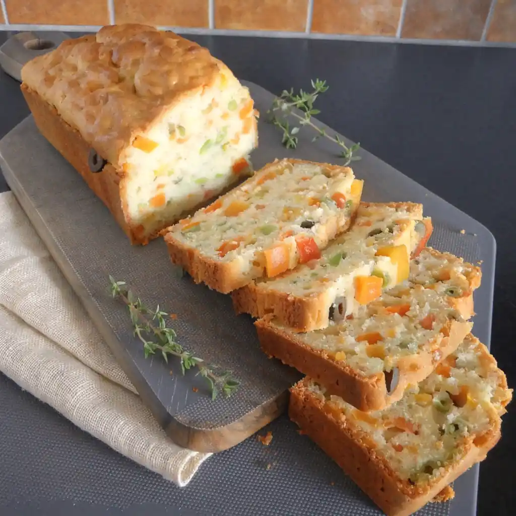 Cake aux légumes tranché